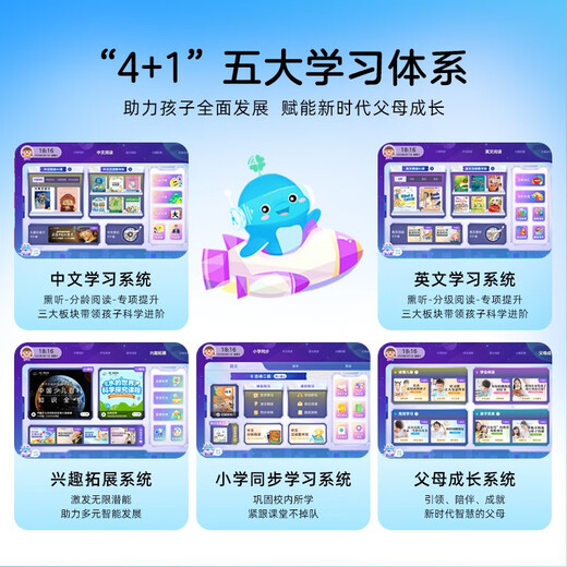 豚小蒙早教双语阅读机T10晴空粉新年礼品 0-12岁儿童版家教机构第三代类纸屏护眼防蓝光中英双语智能早教平板电脑16英寸8G+256G 大J小D推荐海豚学习机海量中英文课外阅读资源绘本动画早教熏听