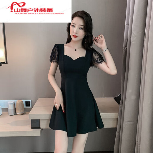 
Mi Lan nightclub sexy women's clothing slim nightclub sexy dress bath massage skirt dress technician work clothes 746 black XL