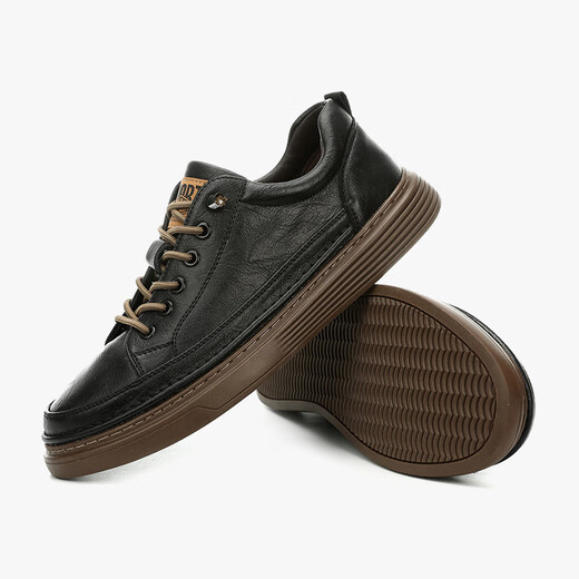 Walker Shop Casual Shoes Men's Breathable Elastic Strap High Quality Cowhide Business Shoes Trendy Shoes Casual Leather Shoes Black 41