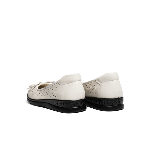 Zapatos de mujer de libélula roja primavera nuevos zapatos de mujer de superficie suave hueca pajarita cómodos zapatos planos para mamá WTB14108 blanco 36