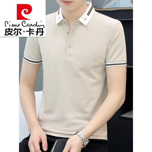 皮尔卡丹（pierre cardin）夏季清凉冰丝高端休闲薄款翻领商务纯色棉短袖t恤男刺绣polo.针织 纯黑色 686款 L 100-125斤