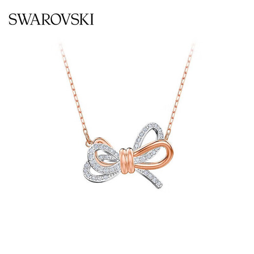 Swarovski two-color bow shape necklace for girlfriend birthday gift for women 5440636