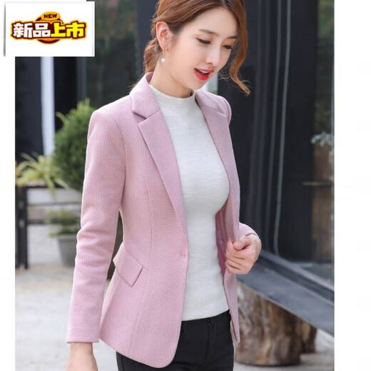 Chujing 2025 spring and autumn new style small suit jacket women's slim long-sleeved suit short woolen top casual trendy red S
