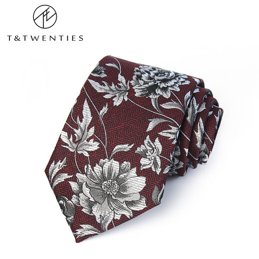 T&Twenties verworrene Pfingstrose. Maulbeerseide im chinesischen Stil für Herren, Business-Krawatte, formelle Kleidung, Herren-Hochzeit, Seidenmuster, Geschenkbox, Seidenkrawatte AS6041 Fengya. verworrene Pfingstrose