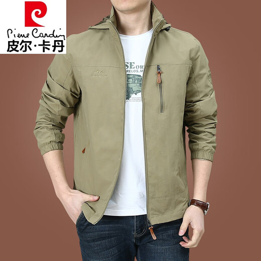 皮尔卡丹（pierre cardin）冲锋外套男秋冬爸爸装夹克户外美式防风防水秋装运动休闲连帽外套 深蓝9898 款 加绒 M