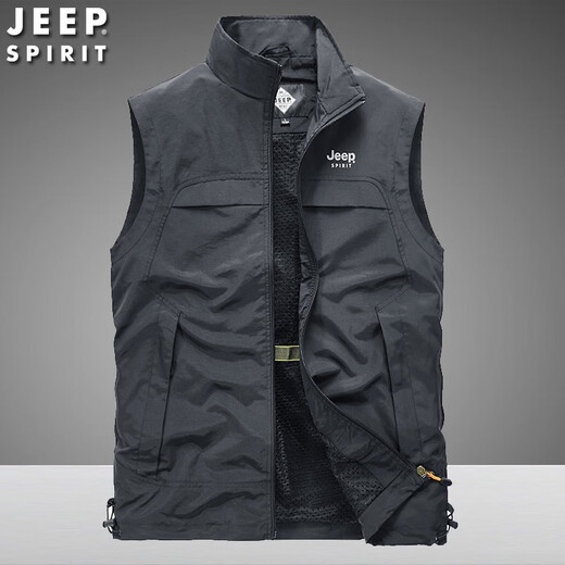 Jeep Jeep Jeep Men Middle-Edy Middle Vest Outdor Outdor Outdor Flowe Casual Sports Vest Horse Clip de bolsillo múltiple Autumn Jacket de secado rápido 9898 Dark Grey 2xl