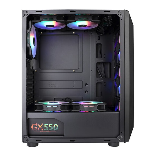 Huntkey Night Hunter 5 Computer Case Desktop DIY Full Side Transparent Gaming Water-cooled ATX Large Board Backline Case Night Hunter 5-Black + E-Sports 400W Power Supply (Rated 400W)
