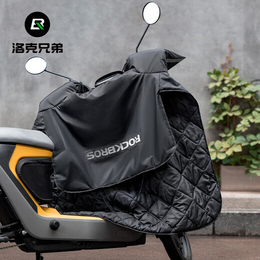 ROCKBROS Electric Vehicle Windshield Quilt Autumn and Winter Plus Velvet Thickened Coldproof and Waterproof Motorcycle Battery Vehicle Winter Windproof Cover Black Warm/Waterproof/Windproof