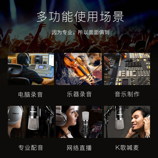 Takstar (TAKSTAR) PC-K600 condenser microphone, mobile phone, computer, karaoke live recording, shouting and singing, general anchor equipment, complete Aiken sound card set, Takstar 600 single product official standard (sound card required)