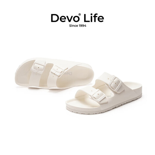 Devo Life's wo men and women's simultaneous sandals EVA slippers wear summer waterproof beach shoes 1618 white EVA 37