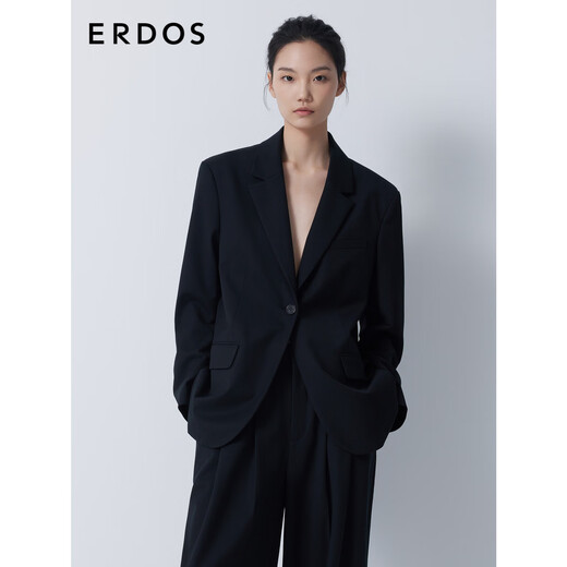 ERDOS simple silhouette suit, elegant and slim business commuter suit jacket for women, black L 165/88A