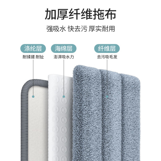 Yizi hand-free flat mop accessories bottom plate with cloth head 38cm 2 pieces YZ-PJ020 model 38cm + 6 pieces of cloth