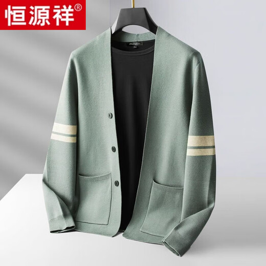 Hengyuanxiang Plush Knitted Sweater Men's Cardigan Spring Autumn Winter Korean Style Casual Thin Collarless Sweater Jacket Men's Top Men's Black Good Quality -Pure Brand 100 High-end Brand