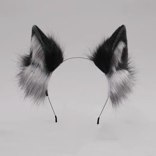 Mrs Win Wolf Ear Headband Female Animal Ear Fox Plush Cat Ear Headband Handmade Christmas Headdress Black Gray A27-305