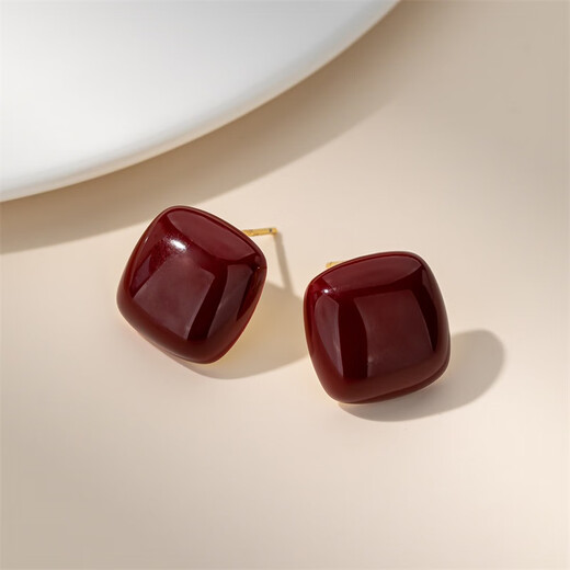 Qlady geometric burgundy earrings for women 2025 new style high-end earrings for women niche light luxury silver needle earrings