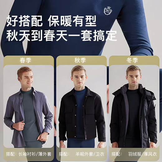 Septwolves 100% Cotton Autumn Clothes and Autumn Pants Men's Autumn Pure Cotton Mid-High Collar Windproof Neck Protector Middle-aged and Elderly Warm Underwear Set