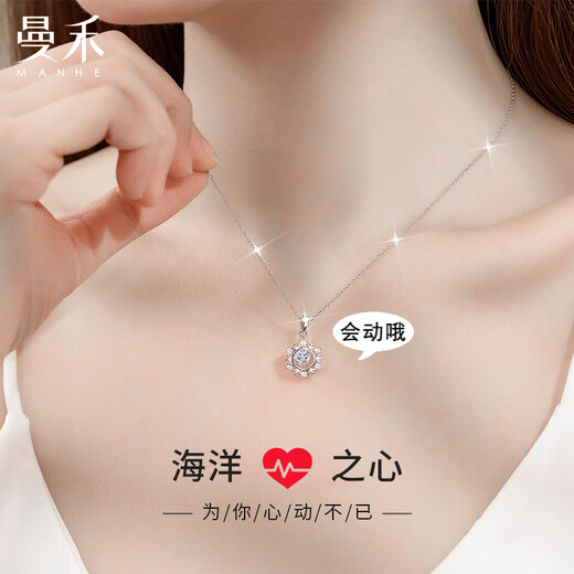 MANHE S925 silver necklace for women 2025 new pendant beating heart wife birthday gift for girls and girlfriends