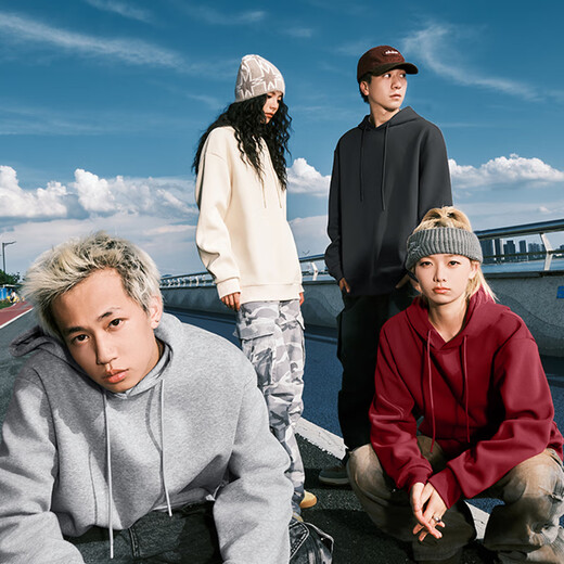 Pull back sweatshirt men's hooded spring and autumn heavyweight loose youth cartoon ins versatile autumn pullover jacket men's hoodie white (big star shark chest right subscript) L/175 (back to trend brand quality assurance)