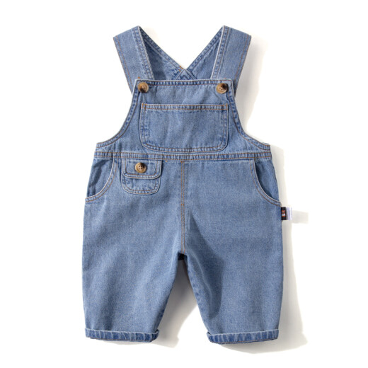 Dudujia baby overalls spring fashion baby pants fashionable children's new women's jeans spring boys' pants denim blue 90cm