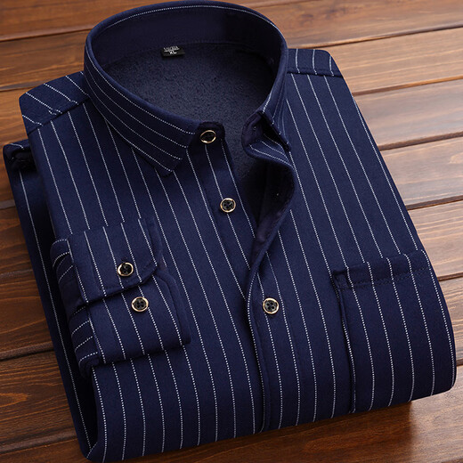 Aseblarm Herren warmes Hemd plus Samt verdickte langärmlige lässige Plaidhemd mit mittleren und älteren Daddy-Anzug Herren-Top-Anti-Frack-Hb683 (Modell) plus Samt L geeignet für 100 Jin [Jin gleich 0,5 kg] -119 Jin [Jin Equals 0,5 kg]