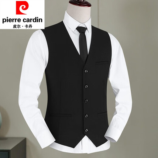 Pierre cardin suit vest men's spring and autumn new business casual single vest men's vest horse clip trendy large size gray five-bar pocket model XL