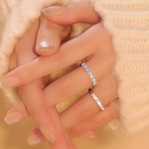 MZMZ platinum couple ring pt950 platinum engagement ring diamond ring Valentine's Day birthday gift for girlfriend light luxury - I love you silently/customized engraving photo here