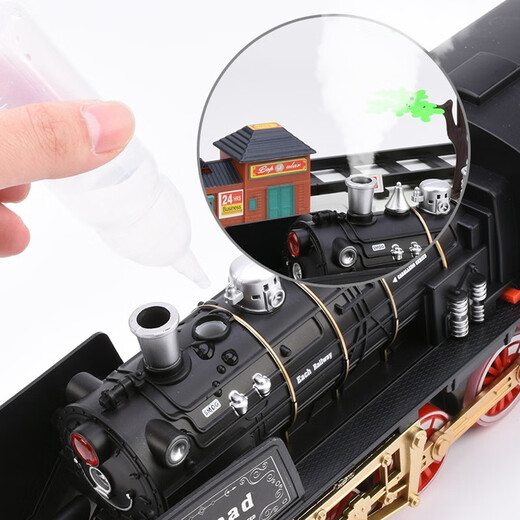 Beret electric rail train steam train remote control real voice smoke classical proportion train charging version Large remote control classical steam train