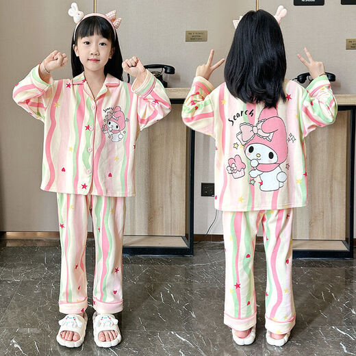 Mianyue Children Pyjama für Frauen 3 bis 6 Jahre alt Kinder Frühling und Herbst Langhülle Dünne mittelgroße Kinder Mädchen Prinzessin Baby Cartoon Set 1421 100 cm -8 Größe Höhe