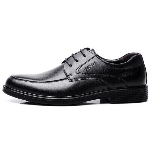 Strongman JD12602 Simples y livianos negocios de cuero formal de cuero de cuero negro 42