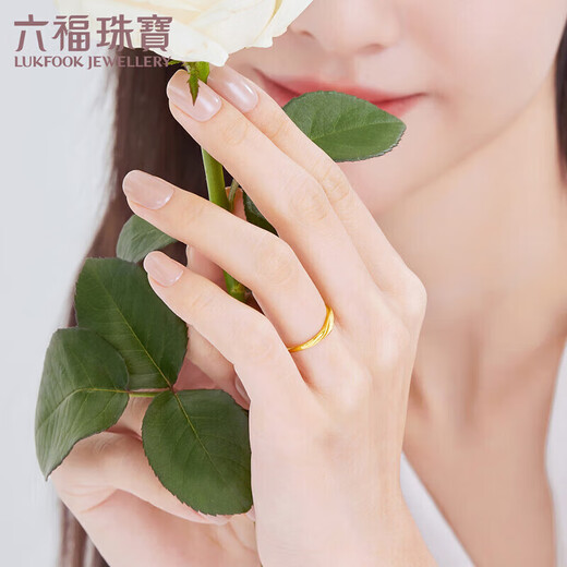 Liufu Jewelry, Gold Glitter Twist Texture Gold Ring Solid Living Ring Priced F96TBGR0006, About 1.95g