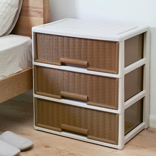 
Interactive space drawer storage box imitation rattan wardrobe transparent storage box clothes underwear home dormitory plastic finishing box storage cabinet 9717 large size 3 floors width 56.8 depth 39 height 62