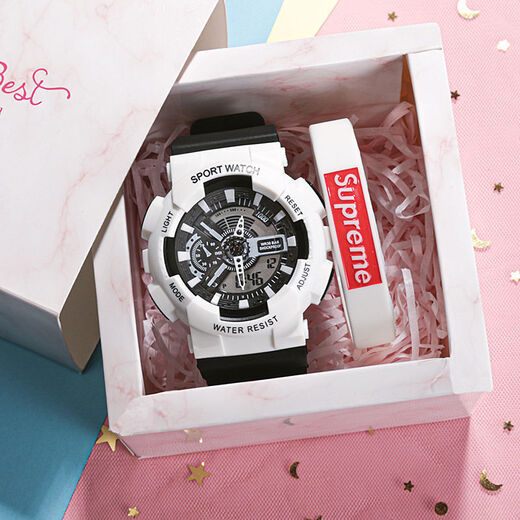 Park RI Watch Schüler Junior High School weiblich Ins Stil Internet Berühmtheit Einfache elektronische Uhr Harajuku Sport frisch 918 692-32 Pink Gold Watch + Batterie
