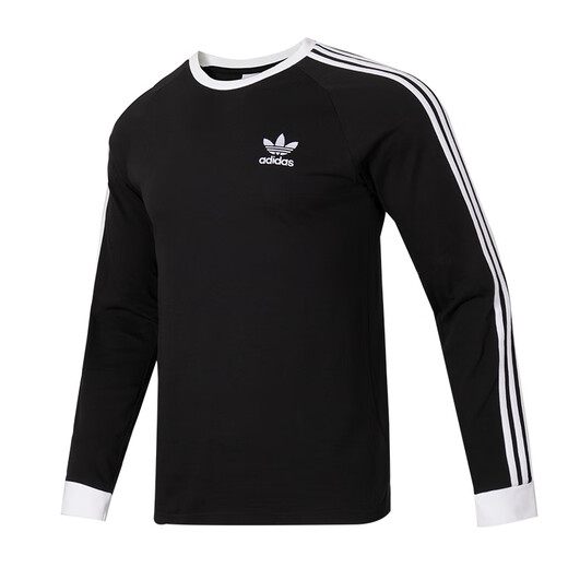 Adidas clover Männer- und Frauenkleidung 2025 Sommer neues Paar Slim Long Sleeve T-Shirt Cotton Atmungsfreie lässige Sportbekleidung Schwarz/IA4877 2XL