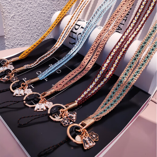 Zhenge (zhenge) mobile phone lanyard hanging neck pendant women's hand-woven long wide chain does not strangle the neck Apple Huawei Xiaomi shell strap pendant key chain industrial brand rope j long [green] Xiaoxiangfeng braided lanyard