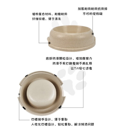 Qianyu Pets (SOLEIL) Straw Eco-Friendly Bowl Small Golden Retriever Teddy Feeding and Drinking Dog Bowl Dog Bowl Small Dog Cat Bowl Cat Bowl Cat Supplies Universal for Dogs and Cats (Random Color)