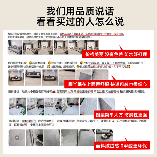 Silver shield living room carpet light luxury 2024 new waterproof free washable wipeable sofa coffee table floor mats large area full store Shiwei-15937 300*400cm [suitable for U-shaped sofa]