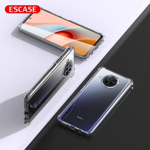 ESCASE Redmi RedmiNote9pro mobile phone case Xiaomi protective case TPU full-inclusive airbag anti-fall case unisex (with sling hole) ES-iP9 series upgraded version transparent white