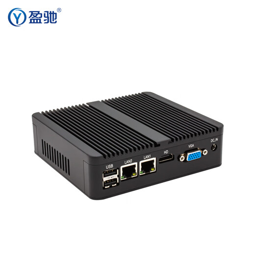 盈驰 微型工控主机双网口双串口嵌入式迷你工控机机器视觉全铝无风扇低功耗mini PC小型台式机电脑 N2830双核+2G+32G固态盘