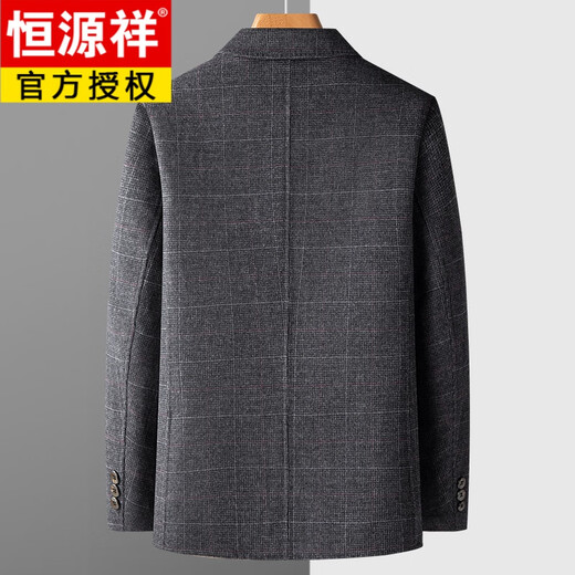 Hengyuanxiang doppelseitige Tweedjacke Herren-Revers-Wolljacke Herbst und Winter im mittleren Alter Daddys Anzug Einfacher, vielseitig dunkelgrau L 175 [Geeignet für 120-135 Jin [Jin ist gleich 0,5 kg]]