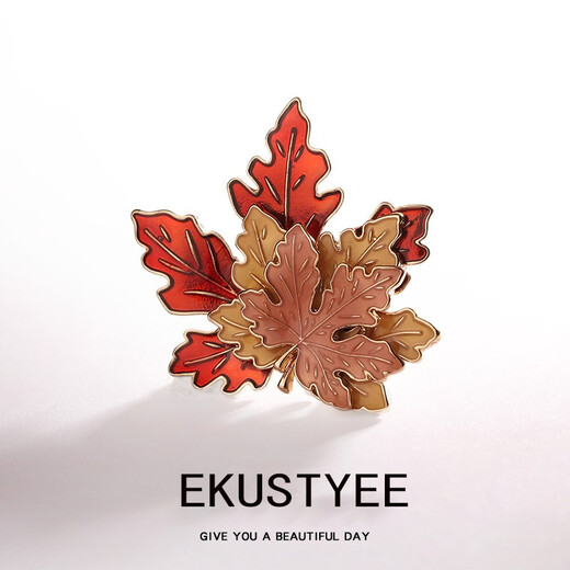 EKUSTYEE Maple leaf retro brooch high-end ins trendy women personality temperament luxury creative diy accessories sweater suit brooch men three-layer maple leaf brooch