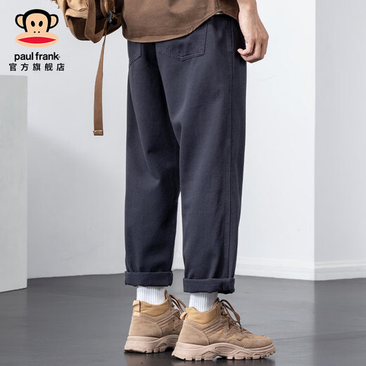 大嘴猴（paul frank）纯棉工装裤男秋季宽松潮牌重磅直筒休闲裤男装百搭美式高街长裤子 1098H军绿色【官方正品】 XL 【建议140-160斤】