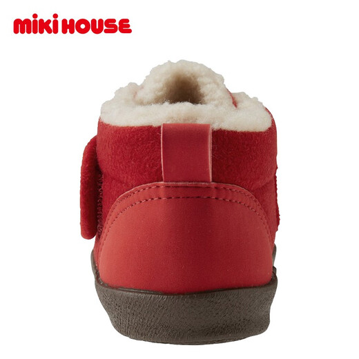 MIKIHOUSE学步鞋童鞋冬季加厚绒毛保暖锁温护脚普奇熊刺绣学步鞋棉鞋靴子 红色 14 (适合脚长13.5cm)