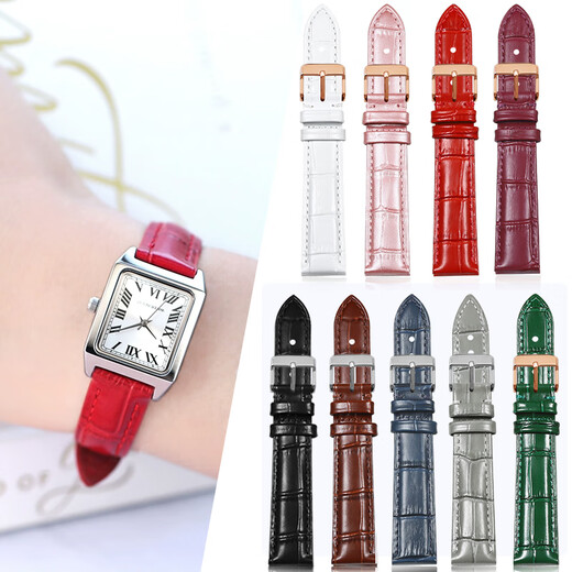 
VCK adapted to Casio LTP-1208 small red watch wine barrel leather watch strap for women LTP-V007 1391 she-4053 5023 small square watch cowhide pin buckle bracelet 14mm (A1) red-(K2) silver bulb pin buckle 12mm