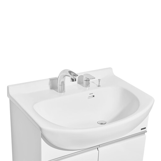 Toto Badezimmerschrank Auszugshahn integriert integriertes Bauchbecken Tischverkesseltisch 0,75 m Badezimmerschrank LDSW753 (06-A) Weiß + Spiegelschrank [kostenloses Nicht-Toto-Winkelventil] 75 cm