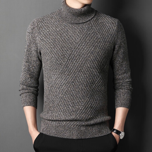 Kangourou (Daishu) Pure Cardigan Men's Trunk Neclaid Warm Warmn Automne and Winter New Men's Fashionable Casual Jacquard Pullover Pullor Sweater 12182 Green Grey L / 170 Suggestion 120-140Jin [Jin est égal à 0,5 kg]