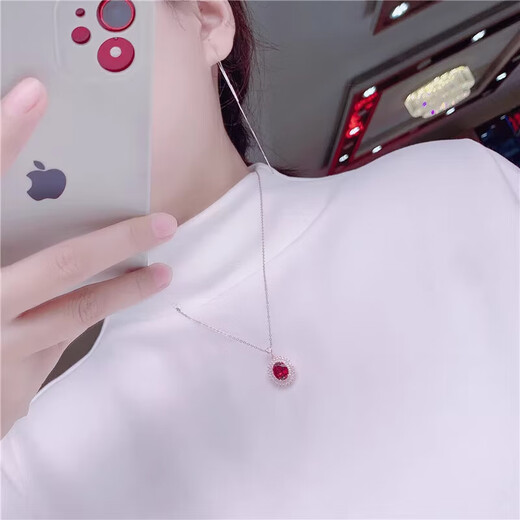 DL 1998 Fat Donglai same style 18k gold ruby pendant large carat pigeon blood red 8*10mm natural l garnet 92 wine red main stone 8*10mm rose gold