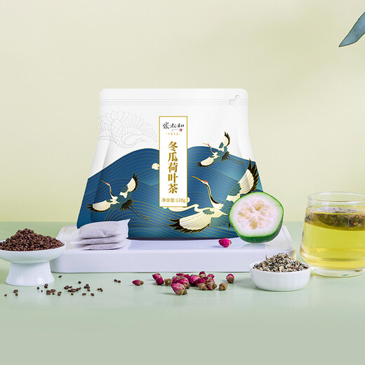 Zhang Taihe 12 sabores de té fragante, té de hoja de loto de melón de invierno, regaliz de cáscara de naranja, espino, té de núcleo de cebada, rosa de núcleo de cáñamo, hojas de morera, dinero verde, hojas de sauce, té de calamar de maíz, té de hoja de lote de loto de invierno 120g (4GX30)/bolso)