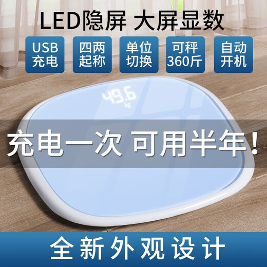 健丝美（JESIMY）电子称体重秤家用人体精准称重充电小型女可爱高精度智能体脂秤GK 体脂充电款-玫瑰金
