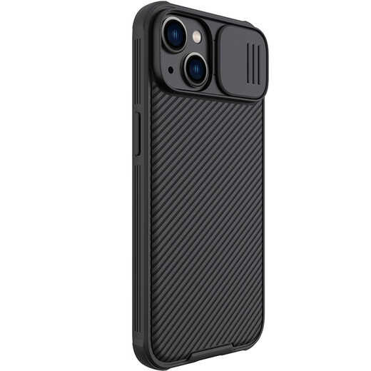 Nelkin is suitable for Apple iPhone 14/13 mobile phone case, full-inclusive anti-fall protection case, sliding cover, lens camera creative protective case, silicone soft edge, black mirror Pro, black