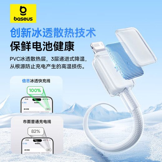 Baseus Apple Charging Cable Fast Charging Cable Suitable for iPhone14/13/12/11Pro Max/xs/iPadPro/Air2/mini Tablet Car Mount Ice White 1 Meter